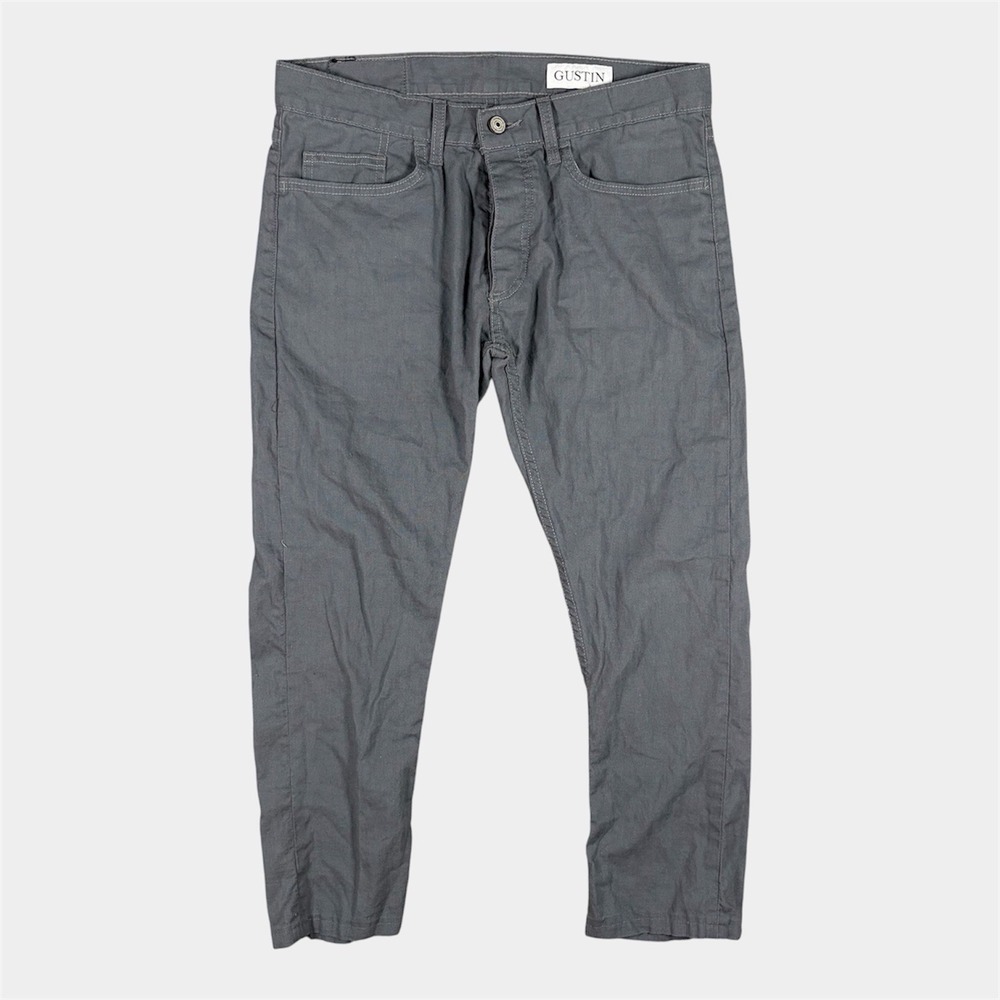Gustin Linen Men Pants Iron Gray Button Fly Skinny fit Size 32x25 Made In USA